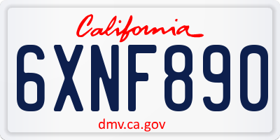 CA license plate 6XNF890
