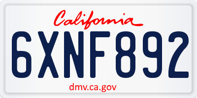 CA license plate 6XNF892