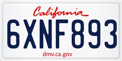 CA license plate 6XNF893