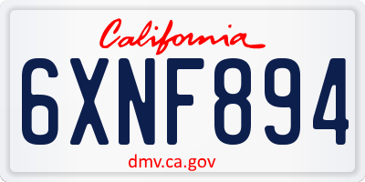 CA license plate 6XNF894