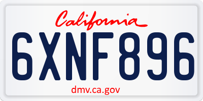 CA license plate 6XNF896