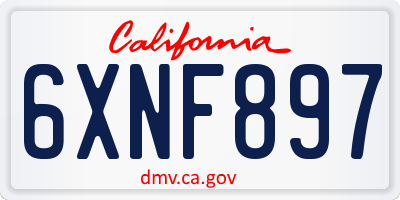 CA license plate 6XNF897