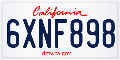 CA license plate 6XNF898