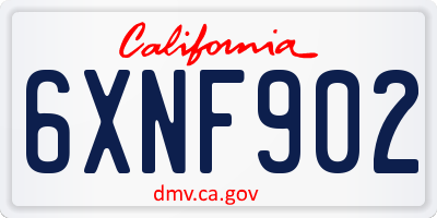 CA license plate 6XNF902