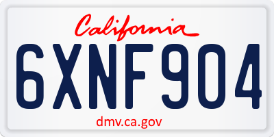 CA license plate 6XNF904
