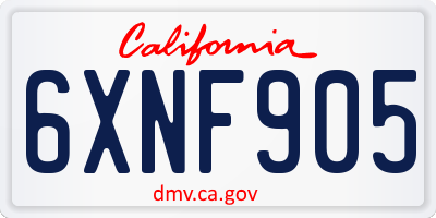 CA license plate 6XNF905