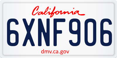 CA license plate 6XNF906