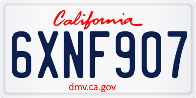 CA license plate 6XNF907