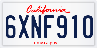 CA license plate 6XNF910