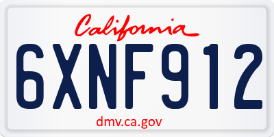 CA license plate 6XNF912