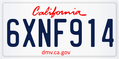 CA license plate 6XNF914