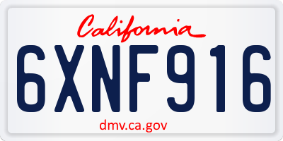 CA license plate 6XNF916
