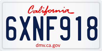 CA license plate 6XNF918