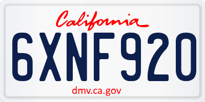 CA license plate 6XNF920