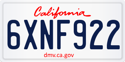 CA license plate 6XNF922