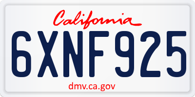 CA license plate 6XNF925