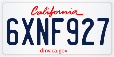 CA license plate 6XNF927
