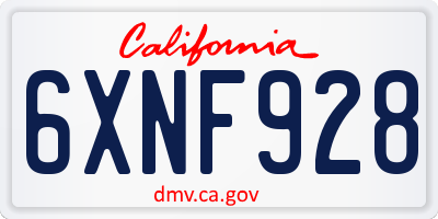CA license plate 6XNF928