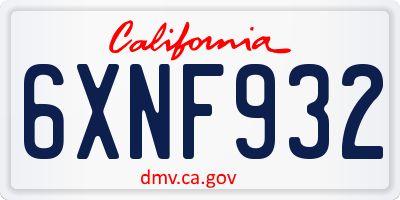 CA license plate 6XNF932