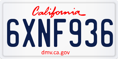 CA license plate 6XNF936