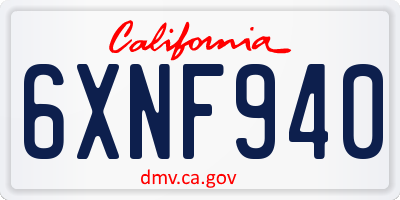 CA license plate 6XNF940
