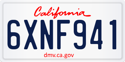 CA license plate 6XNF941