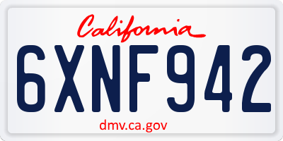 CA license plate 6XNF942
