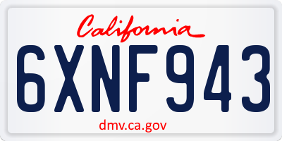 CA license plate 6XNF943