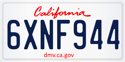 CA license plate 6XNF944