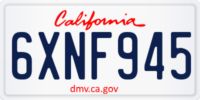 CA license plate 6XNF945