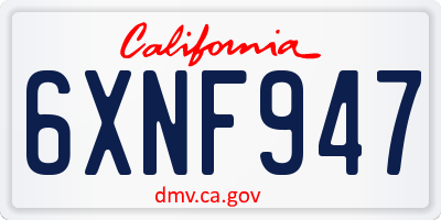 CA license plate 6XNF947