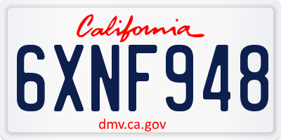 CA license plate 6XNF948