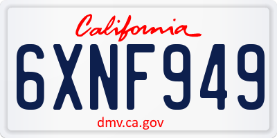 CA license plate 6XNF949