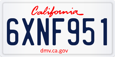 CA license plate 6XNF951