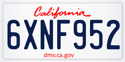 CA license plate 6XNF952