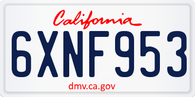 CA license plate 6XNF953