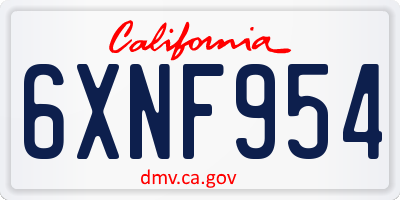 CA license plate 6XNF954