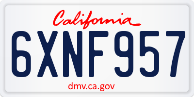 CA license plate 6XNF957