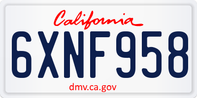CA license plate 6XNF958