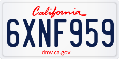 CA license plate 6XNF959