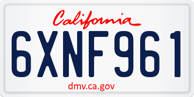 CA license plate 6XNF961