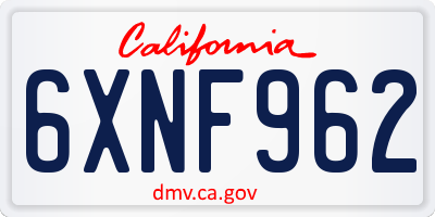 CA license plate 6XNF962