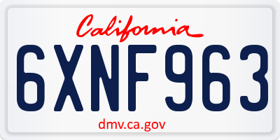 CA license plate 6XNF963