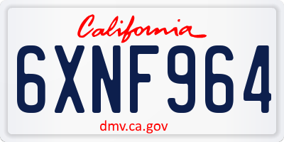 CA license plate 6XNF964