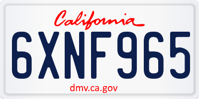 CA license plate 6XNF965