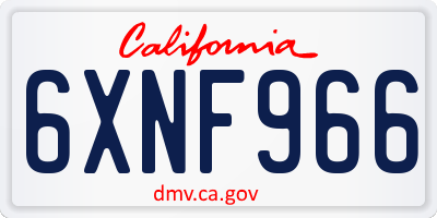 CA license plate 6XNF966