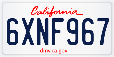 CA license plate 6XNF967