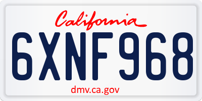 CA license plate 6XNF968