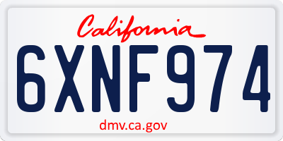 CA license plate 6XNF974