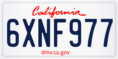 CA license plate 6XNF977